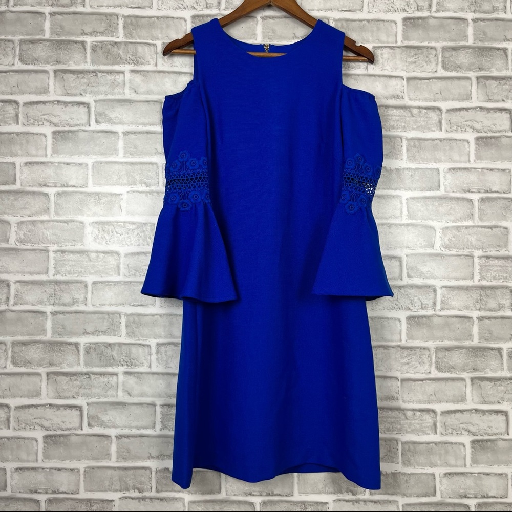 Eliza J Cobalt Blue Cold Shoulder Midi Dress